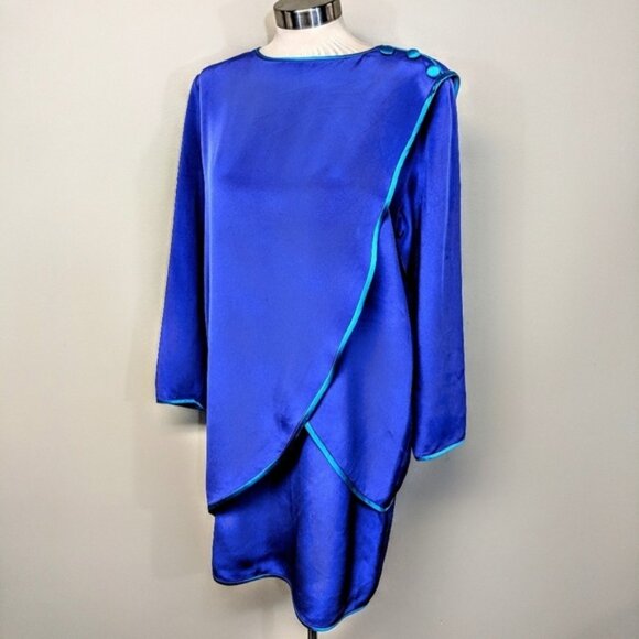 $500 Tom & Linda Platt Vintage 1980's Silk Tunic Dress - Picture 1 of 6